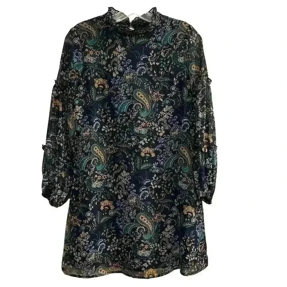 Emerald Sundae Women's Boho Paisley Knee Length Dress Size S Multicolor Y2K